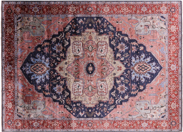 Silk Persian Serapi Hand-Knotted Area Rug