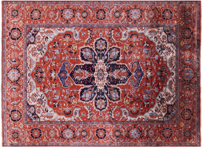 Hand Knotted Silk Serapi Rug