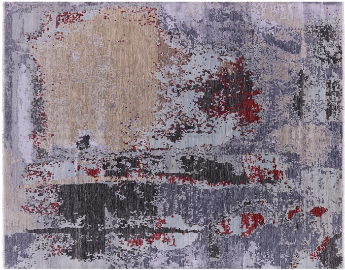 Contemporary Hand Knotted Wool & Silk Rug