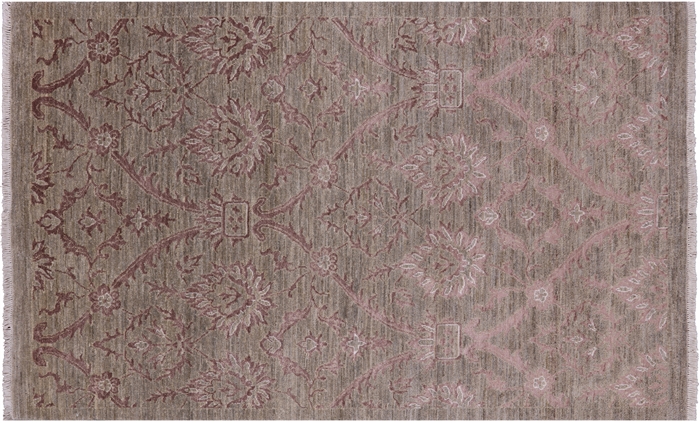 Contemporary Hand Knotted Wool & Silk Rug