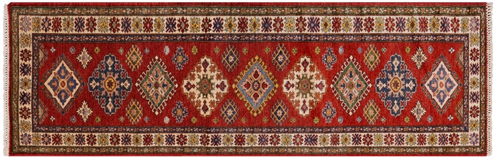 Runner Hand Knotted Super Kazak Wool Rug