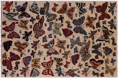 Butterflies Persian Gabbeh Hand-Knotted Rug