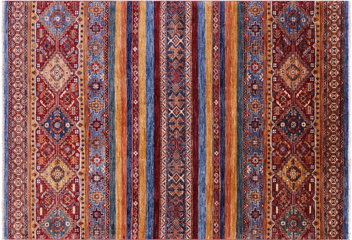 Super Kazak Khorjin Hand-Knotted Wool Rug