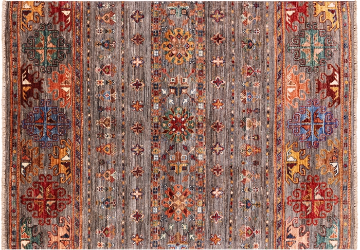 Super Kazak Khorjin Hand-Knotted Wool Rug