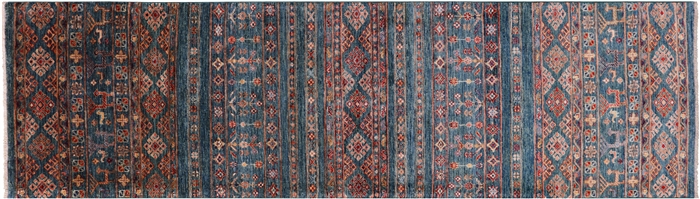 Persian Gabbeh Tribal Hand-Knotted Runner Wool Rug