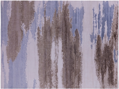 Modern Abstract Silk Hand Knotted Rug