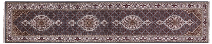 Wool & Silk Persian Tabriz Hand Knotted Runner Rug