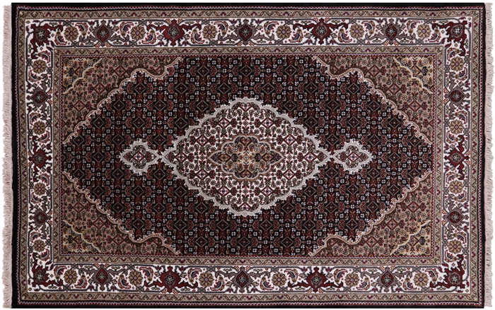 Wool & Silk Persian Tabriz Hand Knotted Rug