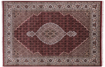 Persian Tabriz Hand Knotted Wool & Silk Rug