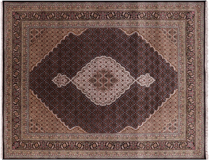 Wool & Silk Persian Tabriz Hand-Knotted Rug