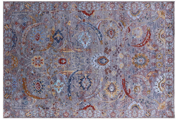 Sickle Leaf Desing Persian Wool & Silk Hand Knotted Rug