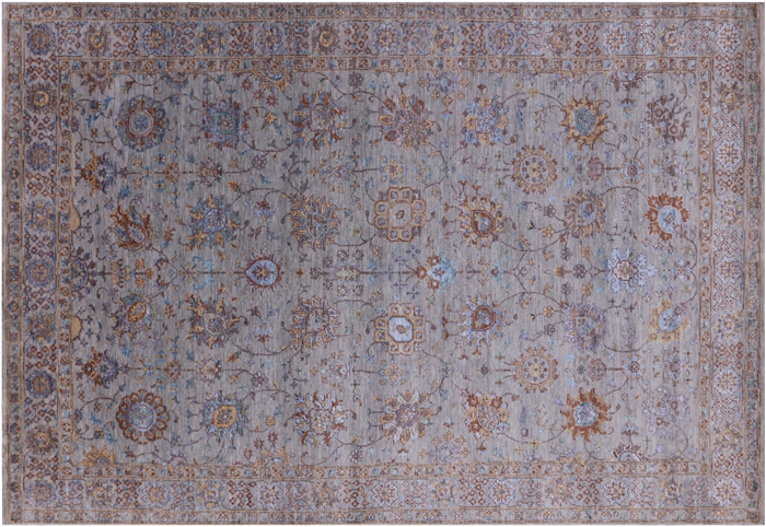 Wool & Silk Hand Knotted Persian Tabriz Rug