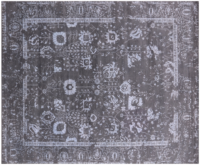 Persian Tabriz Wool & Silk Hand-Knotted Rug