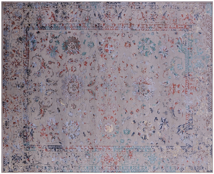 Wool & Silk Persian Tabriz Hand-Knotted Rug