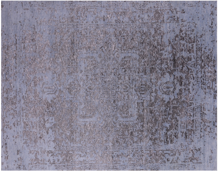 Persian Fine Heriz Serapi Wool & Silk Hand Knotted Rug