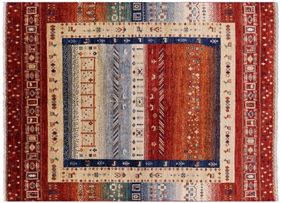 Hand-Knotted Persian Gabbeh Tribal Wool Rug