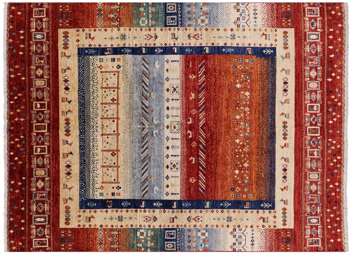 Hand-Knotted Persian Gabbeh Tribal Wool Rug