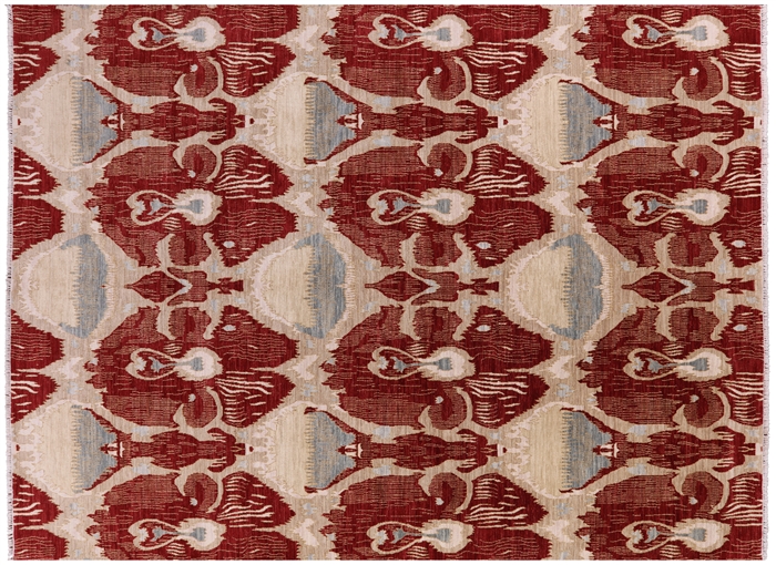 Ikat Hand Knotted Wool Rug