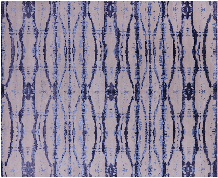 Contemporary Hand Knotted Wool & Silk Area Rug