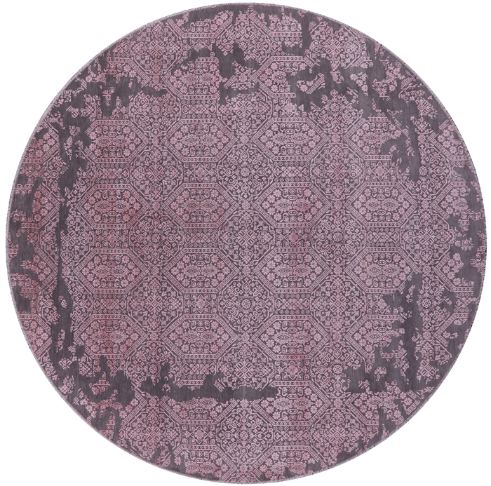 Round Persian Hand Knotted Wool & Silk Rug