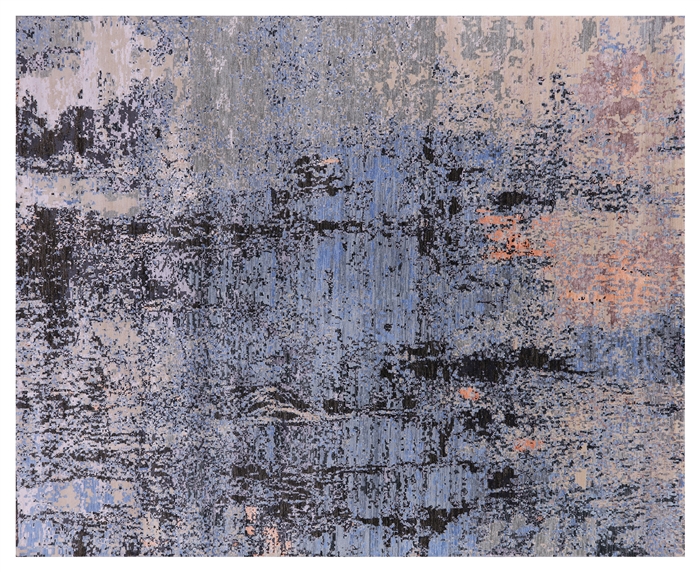 Hand-Knotted Wool & Silk Abstract Rug