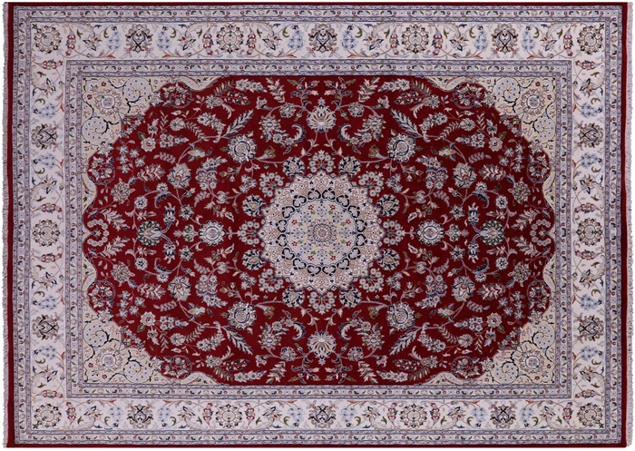 Persian Nain Wool & Silk Hand Knotted Rug