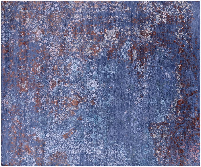 Modern Hand-Knotted Wool & Silk Rug