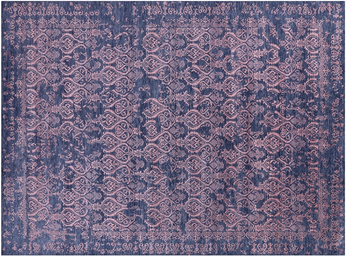 Modern Hand-Knotted Wool & Silk Rug