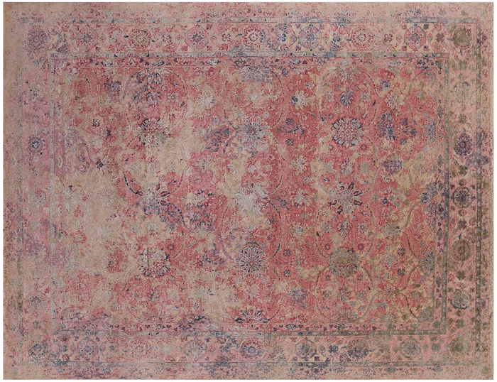 Hand-Knotted Persian Wool & Silk Rug