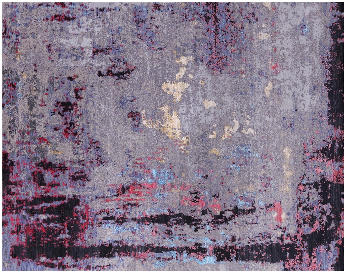 Hand Knotted Wool & Silk Modern Rug