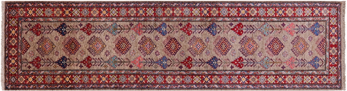 Super Kazak Hand Knotted Wool Runner Rug