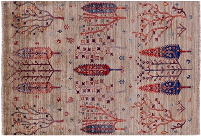 Tribal Persian Gabbeh Handmade Rug 3' 5" X 4' 10" - Q8232