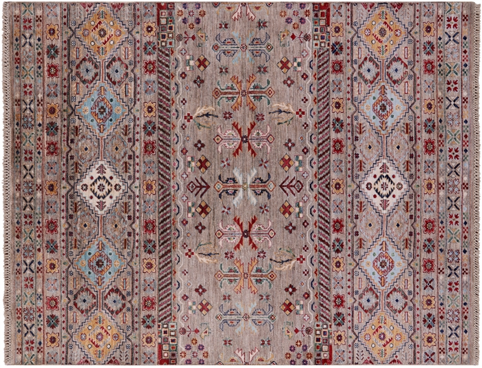 Super Kazak Khorjin Hand-Knotted Wool Rug