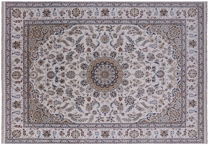 Handmade Persian Nain Wool & Silk Rug