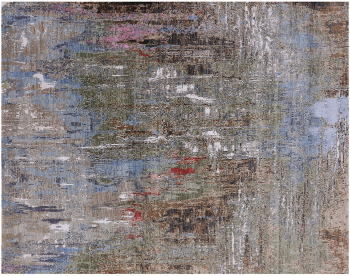 Abstract Wool & Silk Hand-Knotted Rug