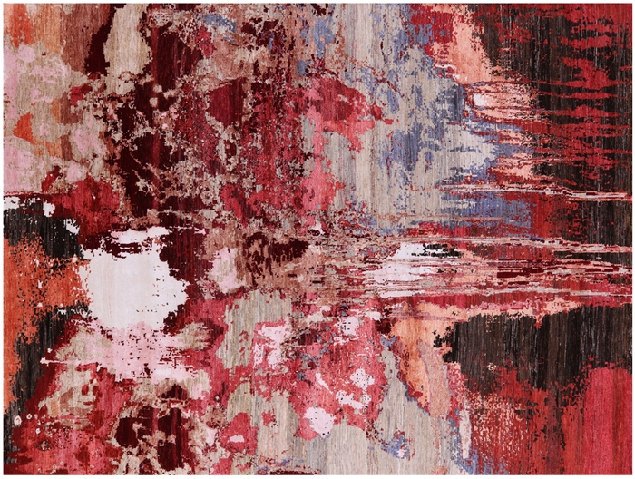Abstract Hand Knotted Wool & Silk Rug