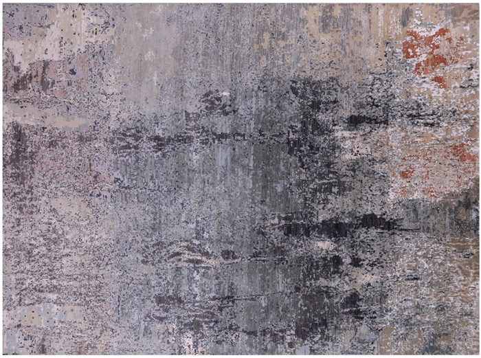 Abstract Wool & Silk Hand Knotted Rug