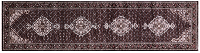 Wool & Silk Persian Tabriz Hand-Knotted Runner Rug