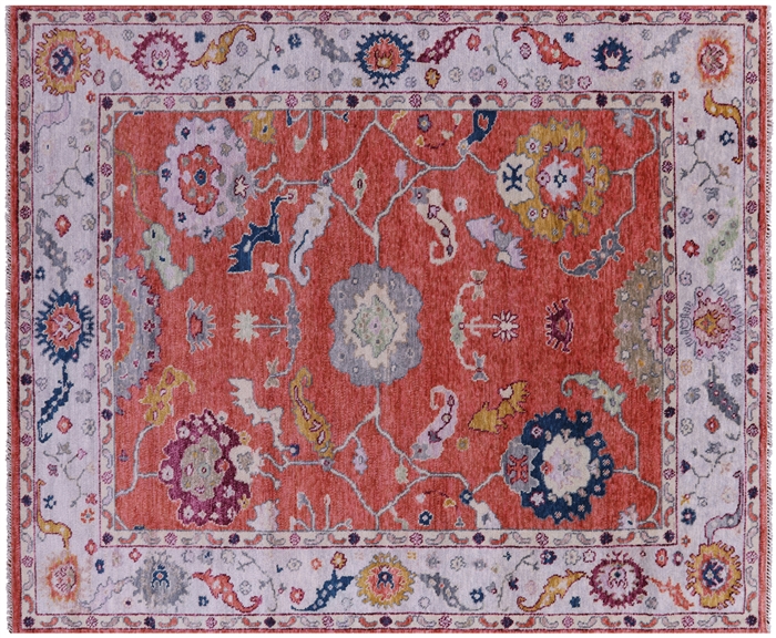 Turkish Oushak Hand-Knotted Wool Rug