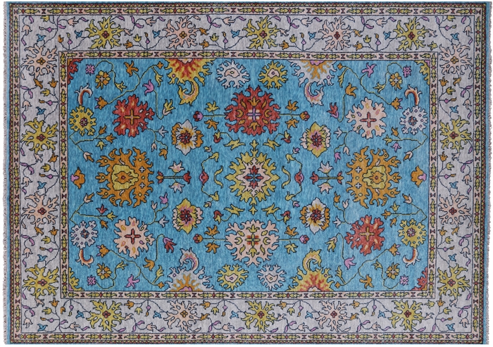 Hand Knotted Turkish Oushak Wool Rug