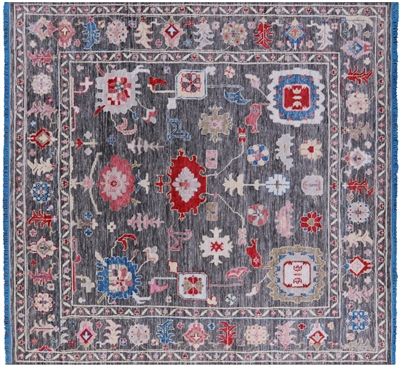 Square Handmade Turkish Oushak Wool Rug