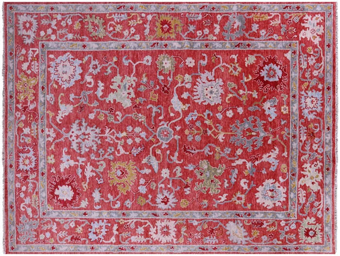 Turkish Oushak Hand-Knotted Wool Rug