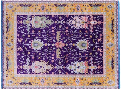 Purple 9' 1" X 11' 11" Turkish Angora Oushak Handmade Wool Rug - Q9191