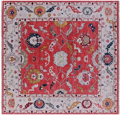 Square Turkish Oushak  Hand Knotted Wool Rug