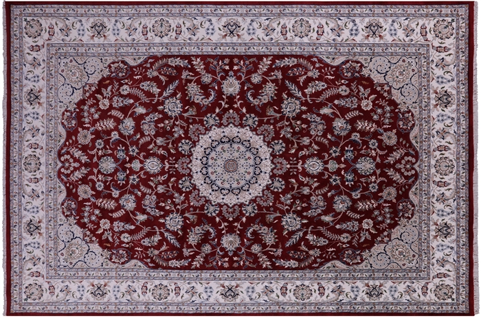 Wool & Silk Persian Nain Hand Knotted Rug