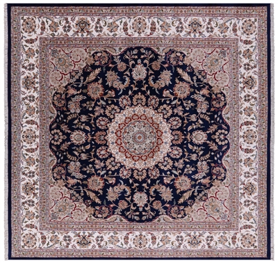 Square Persian Nain Handmade Wool & Silk Rug