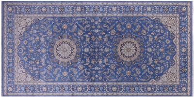 Persian Nain Hand-Knotted Wool & Silk Rug