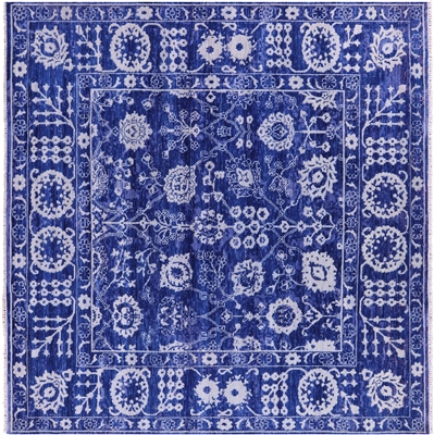 Square Turkish Oushak Hand-Knotted Wool Rug