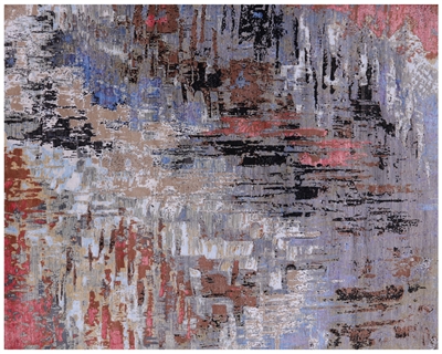 8' 1" X 10' 3" Wool & Silk Hand-Knotted Abstract Rug - Q9423