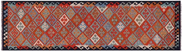 Runner Wool On Wool Reversible Kilim Flat Weave Rug